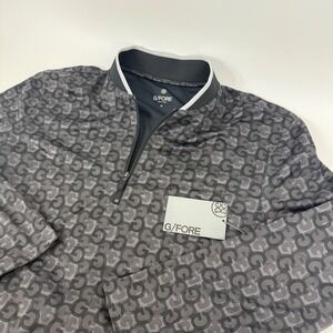 G/FORE Mens Monogram Quarter Zip Pullover Onyx Grey G4MS23O37 NWT Size M